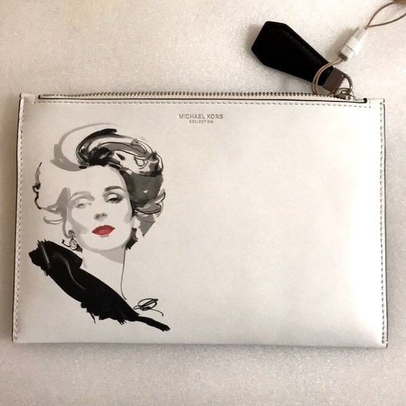🥰 MK Marilyn Monroe Print Calf Leather Pouch - Picture 3 of 10